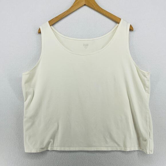 EILEEN FISHER Tank Top 2X Plus Organic Cotton Stretch Jersey Off White USA - Picture 1 of 14